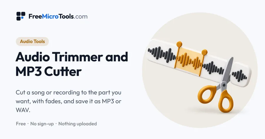 Audio Trimmer and MP3 Cutter: Cut a song or recording to the part you want, with fades, and save it as MP3 or WAV.