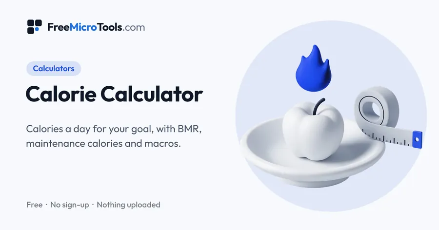 Calorie Calculator: Calories a day for your goal, with BMR, maintenance calories and macros.