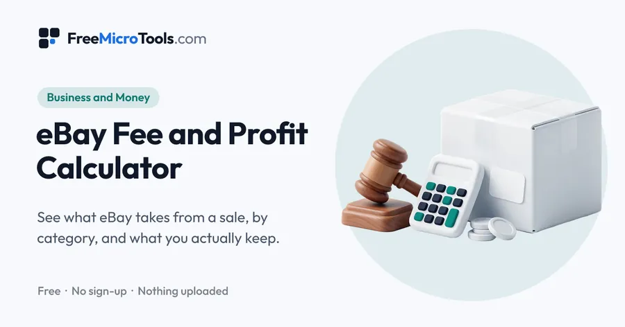 eBay Fee and Profit Calculator: See what eBay takes from a sale, by category, and what you actually keep.