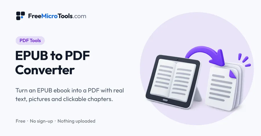 EPUB to PDF Converter: Turn an EPUB ebook into a PDF with real text, pictures and clickable chapters.