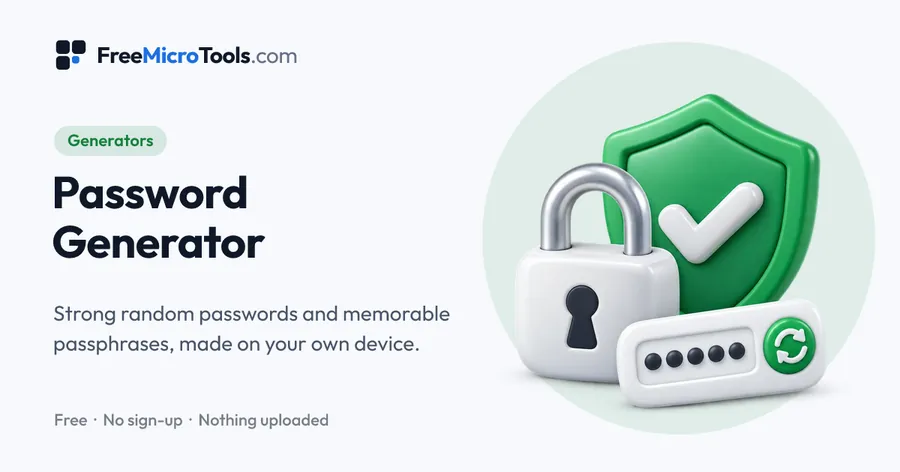 Password Generator: Strong random passwords and memorable passphrases, made on your own device.