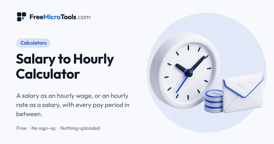 Salary to Hourly Calculator: A salary as an hourly wage, or an hourly rate as a salary, with every pay period in between.