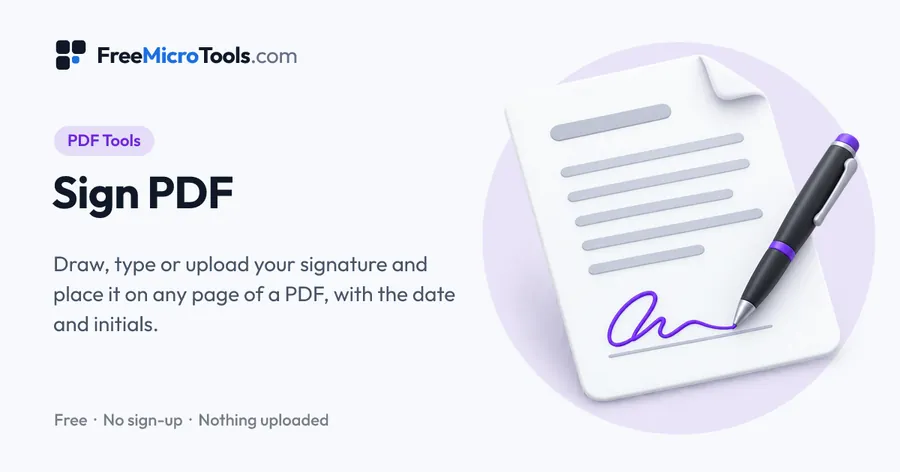 Sign PDF: Draw, type or upload your signature and place it on any page of a PDF, with the date and initials.