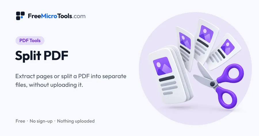 Split PDF: Extract pages or split a PDF into separate files, without uploading it.