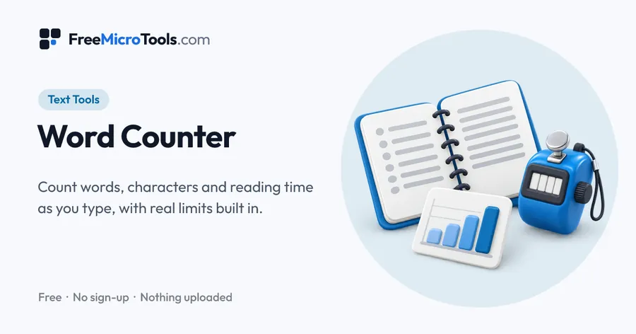 Word Counter: Count words, characters and reading time as you type, with real limits built in.
